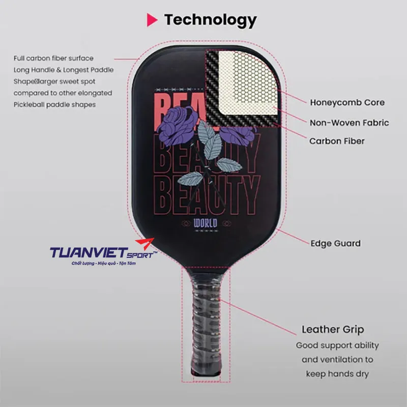 Vợt Pickleball Beesoul Carbon Fiber STX 2