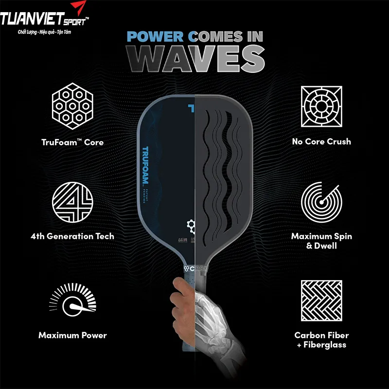 Công nghệ nổi bật của Vợt Pickleball CRBN² TruFoam Waves Square