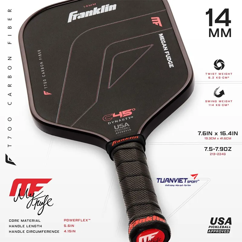 Vợt Pickleball Franklin C45&deg; Megan Fudge Edition 14mm