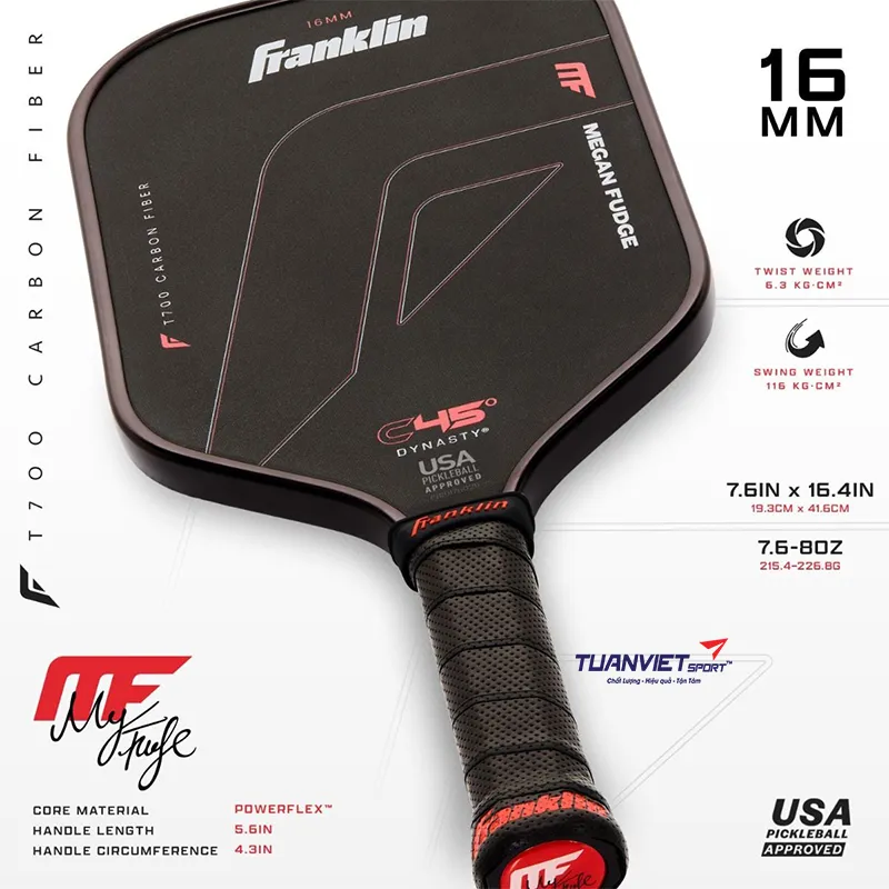 Vợt Pickleball Franklin C45&deg; Megan Fudge Edition 16mm