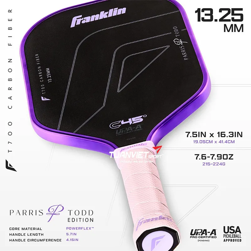 Vợt Pickleball Franklin C45° Parris Todd 13.25mm - Lilac