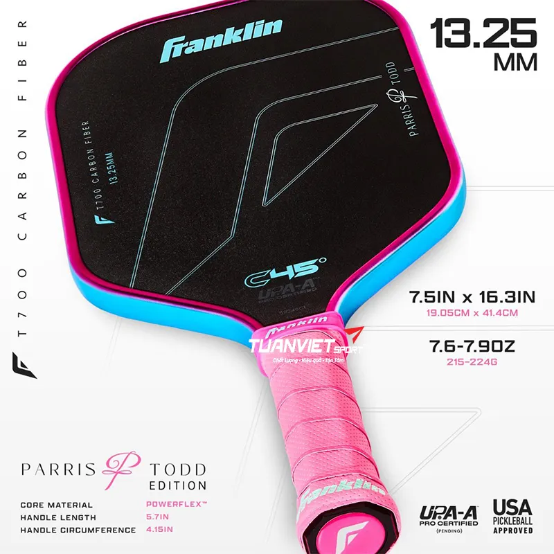 Vợt Pickleball Franklin C45° Parris Todd 13.25mm - Pink/Blue