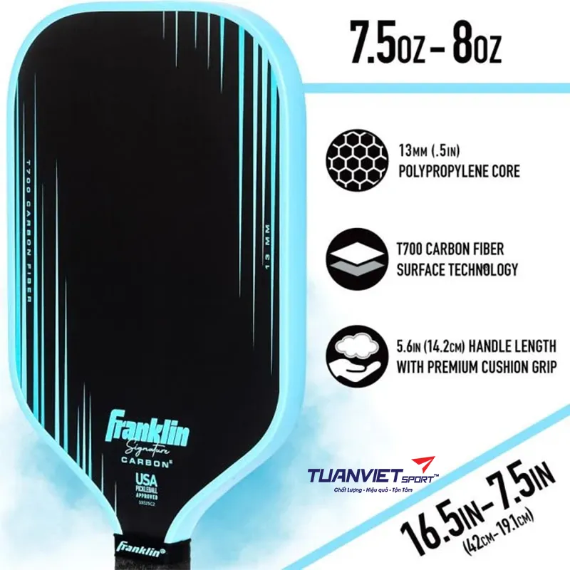 Vợt Pickleball Franklin Signature Carbon 13mm Elongated