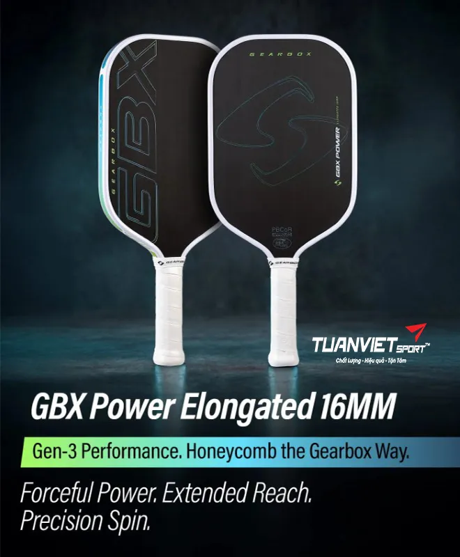 Vợt Pickleball Gearbox GBX Power Elongated 16mm