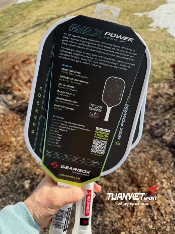 Vợt Pickleball Gearbox GBX Power Elongated 16mm