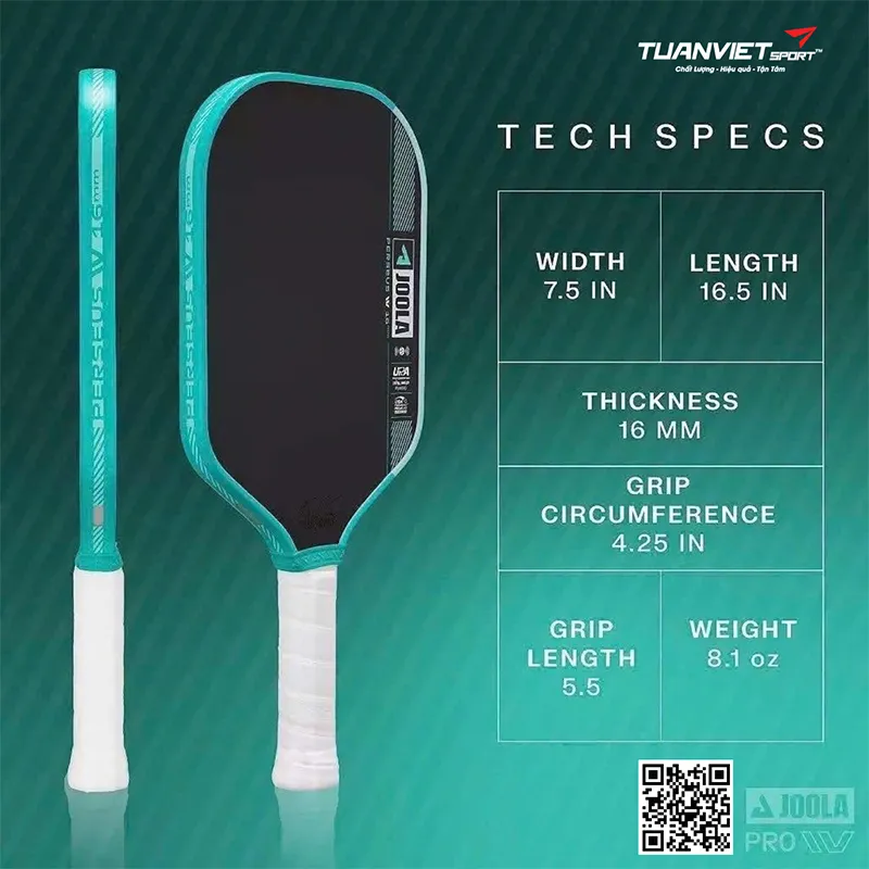 Thông số của Vợt Pickleball Joola Ben Johns Perseus Pro IV 16mm Dual Limited Edition