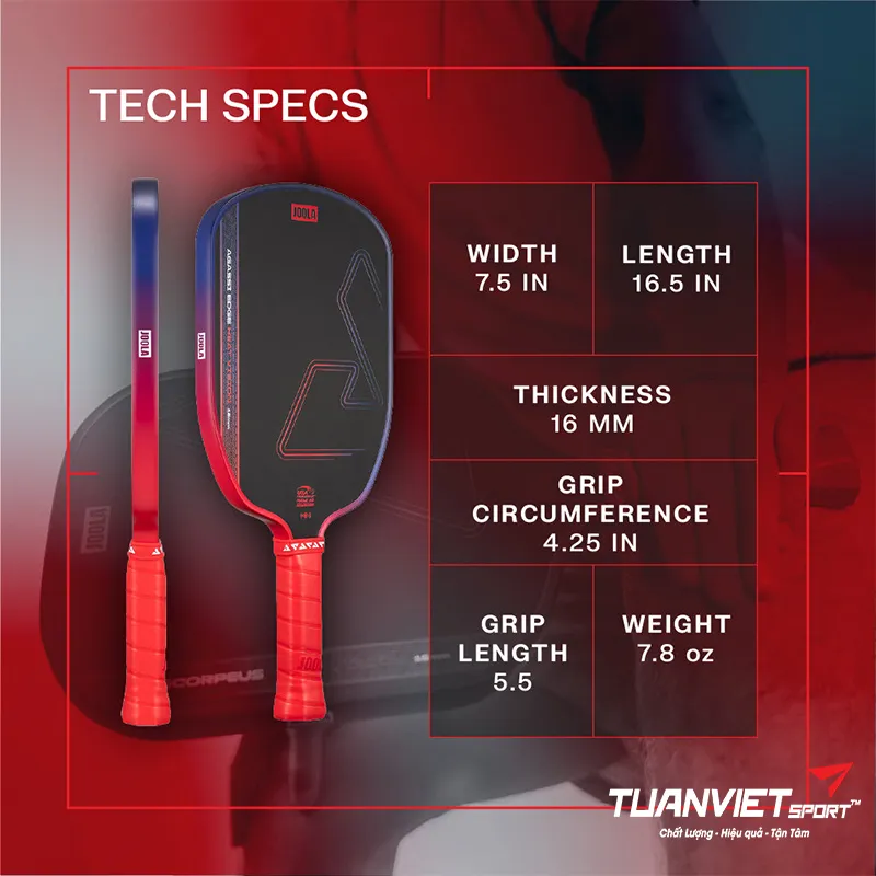 Thông số của Vợt Pickleball Joola Agassi Edge Heat Vision