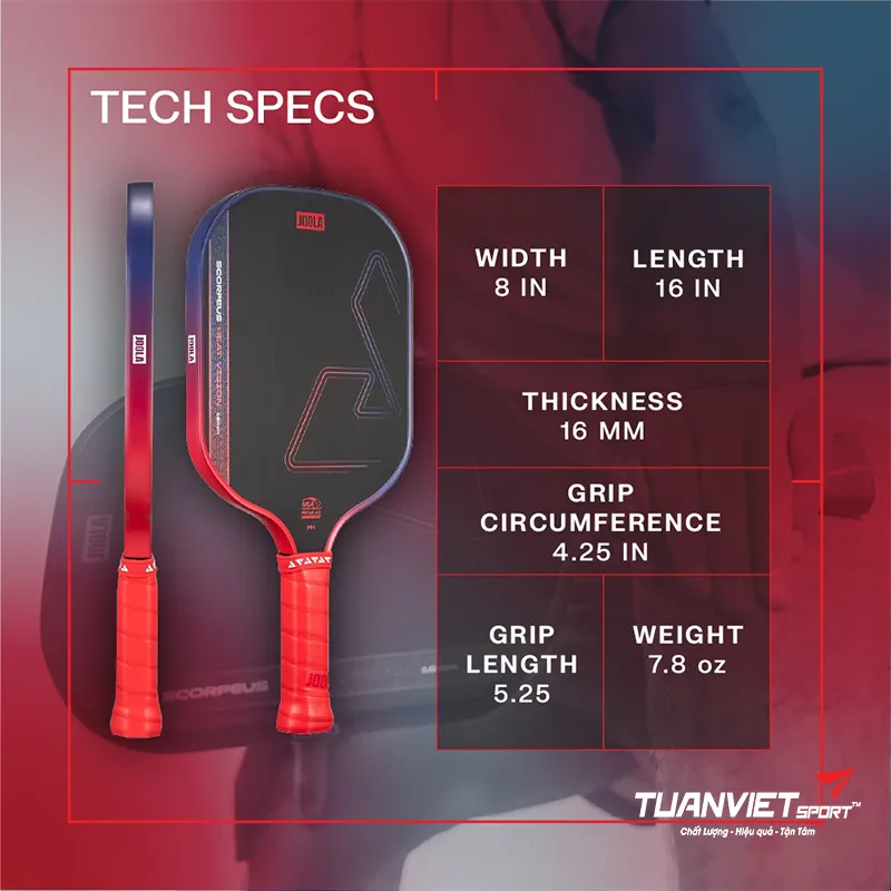 Thông số của Vợt Pickleball Joola Scorpeus Heat Vision