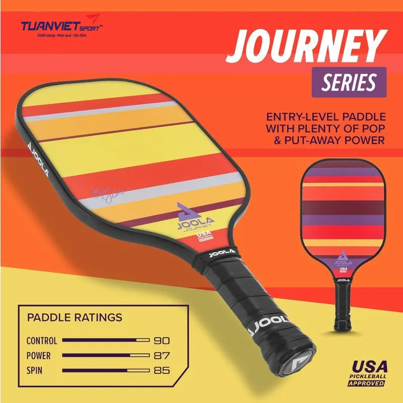 Lõi polymer tổ ong phản ứng: Công nghệ lõi giúp giảm chấn rung đáng kể, đồng thời mở rộng vùng điểm ngọt để mang lại cảm giác đánh chắc tay và kiểm soát tốt trong các tình huống như dink, block hoặc drive.