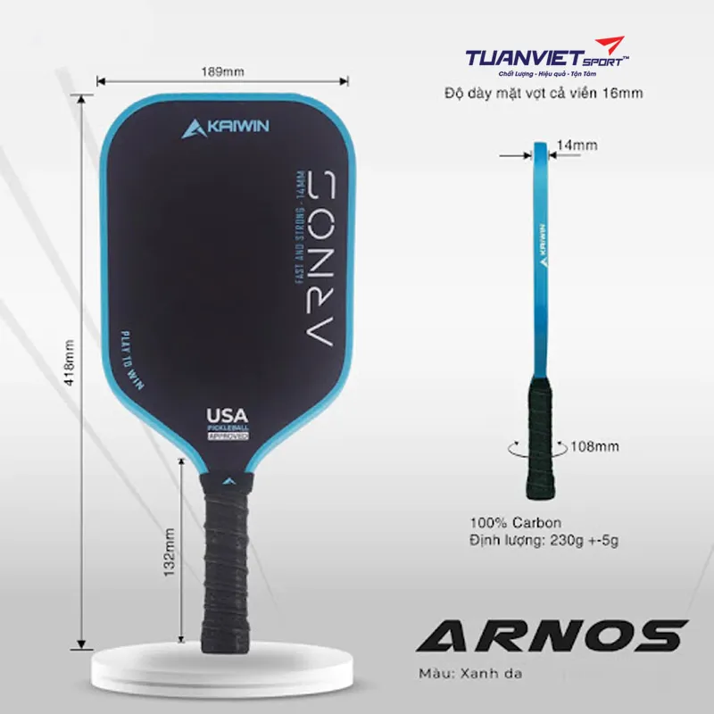 Vợt Pickleball Kaiwin Arnos Pro- Màu Xanh da