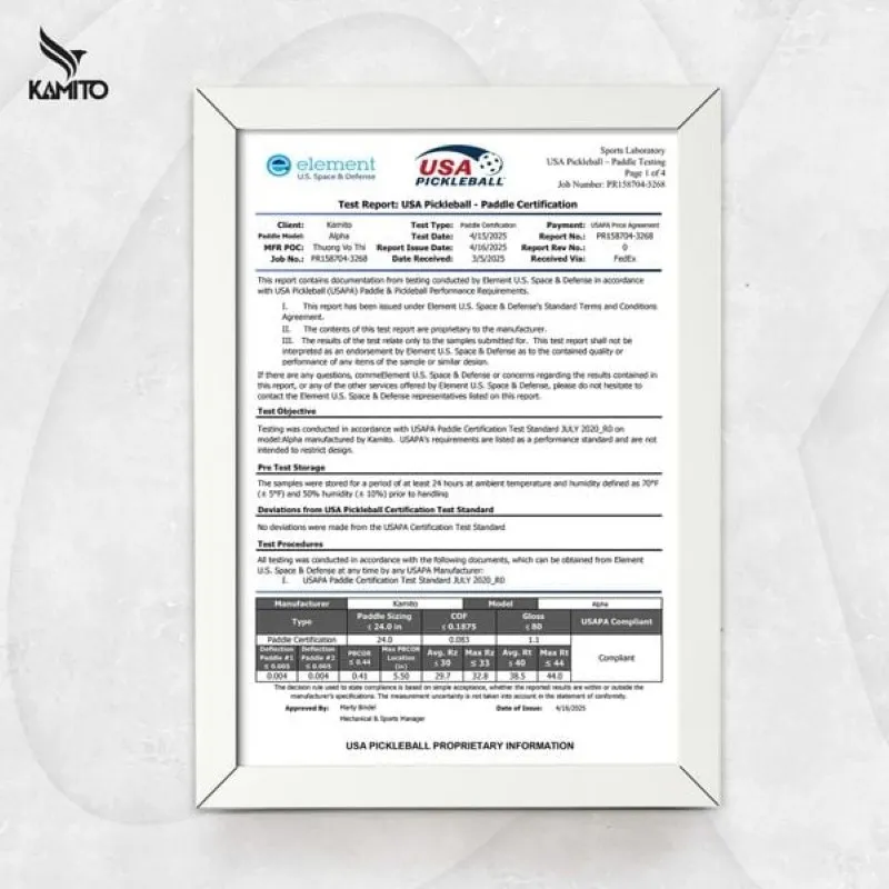 Chứng nhận Chuẩn USAPA của Kamito Alpha