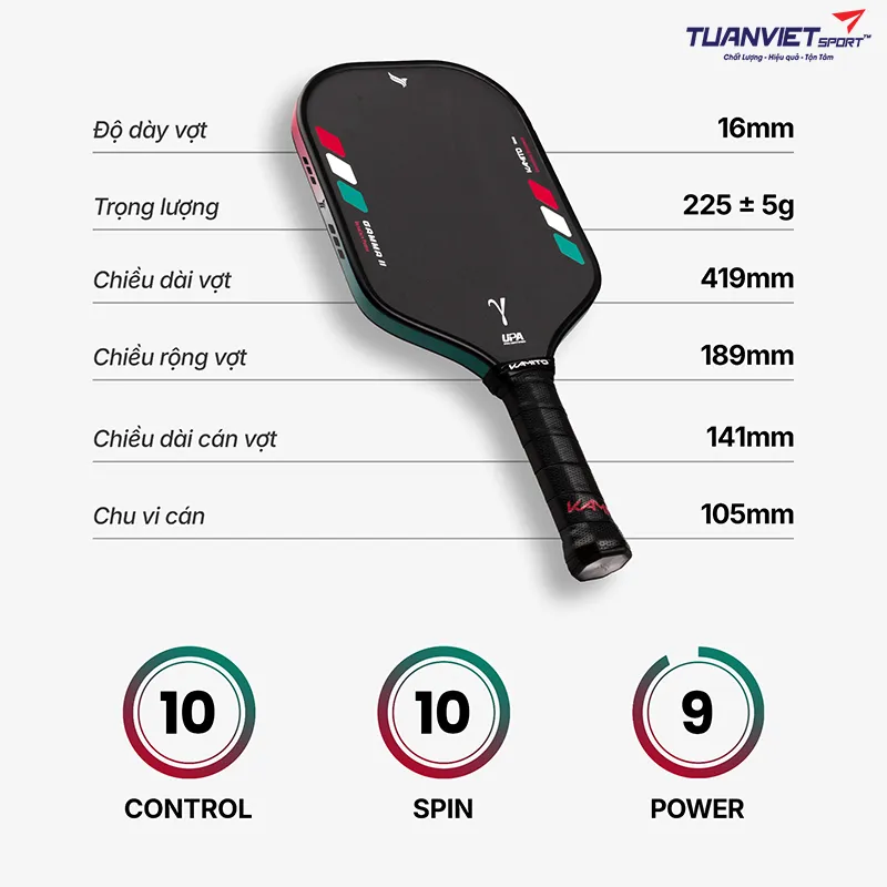 Vợt Pickleball Kamito Gamma II 16mm