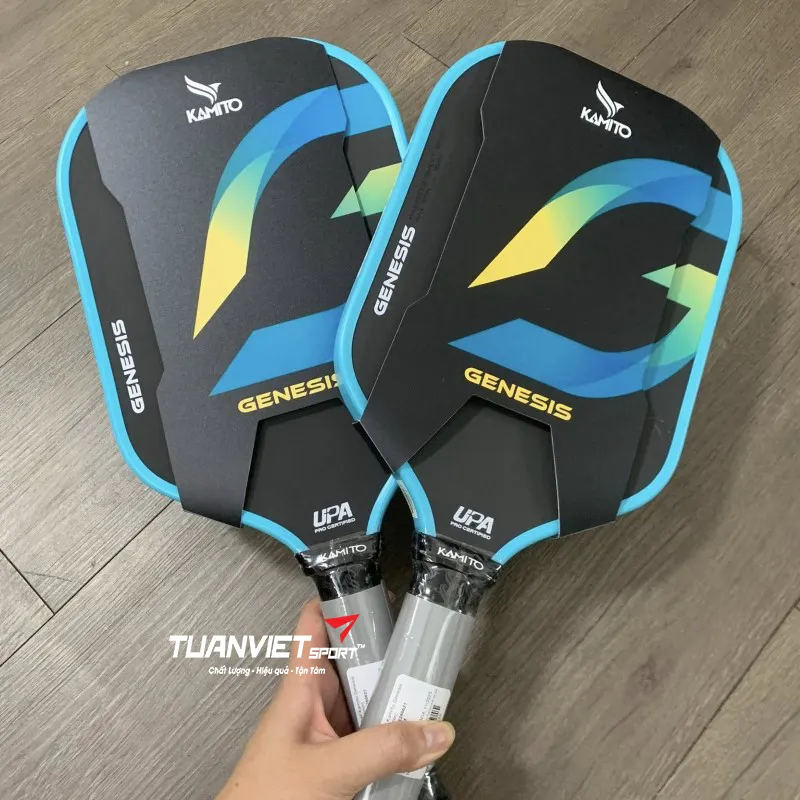 H&igrave;nh ảnh thực tế của Vợt Pickleball Kamito Genesis 16mm - M&agrave;u Xanh Dương 