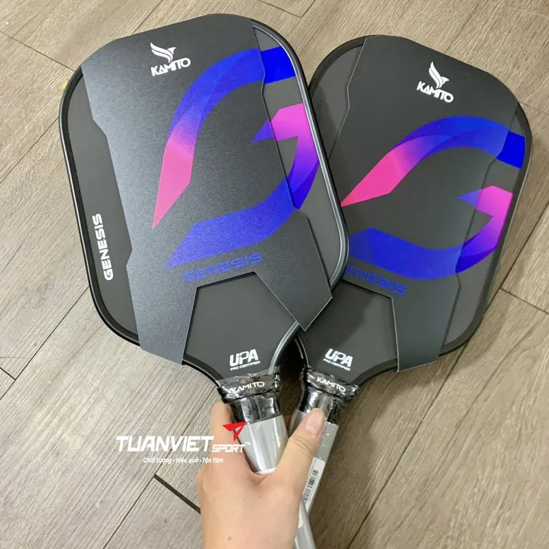H&igrave;nh ảnh thực tế của Vợt Pickleball Kamito Genesis 16mm - M&agrave;u Đen