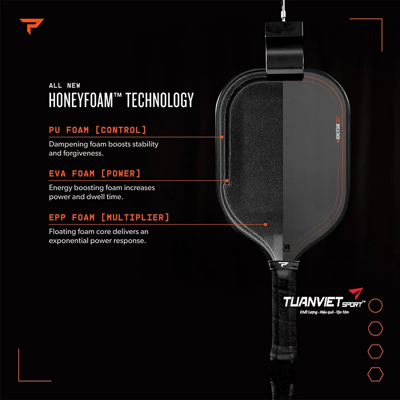 C&ocirc;ng nghệ của Vợt Pickleball Paddletek Honeyfoam TKO-X 14mm