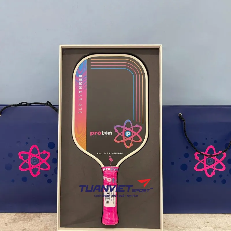 Vợt Pickleball Proton Series Three - Project Flamingo Elongated 13mm Cream - Limited Edition