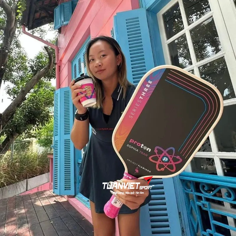 Vợt Pickleball Proton Series Three - Project Flamingo Elongated 13mm Cream - Limited Edition