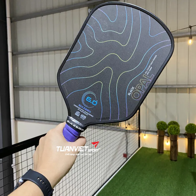Hình ảnh thực tế của Vợt Pickleball Six Zero Black Opal 14mm