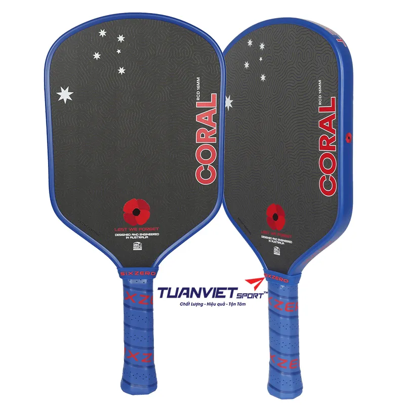 Vợt Pickleball Six Zero Coral ANZAC Edition 16mm