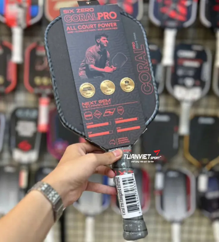 Vợt Pickleball Six Zero Coral Pro Elongated 16mm Infrared