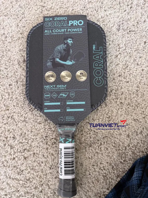 Vợt Pickleball Six Zero Coral Pro Hybrid 16mm