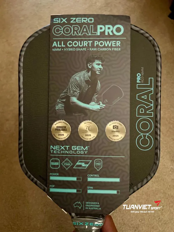 Vợt Pickleball Six Zero Coral Pro Hybrid 16mm