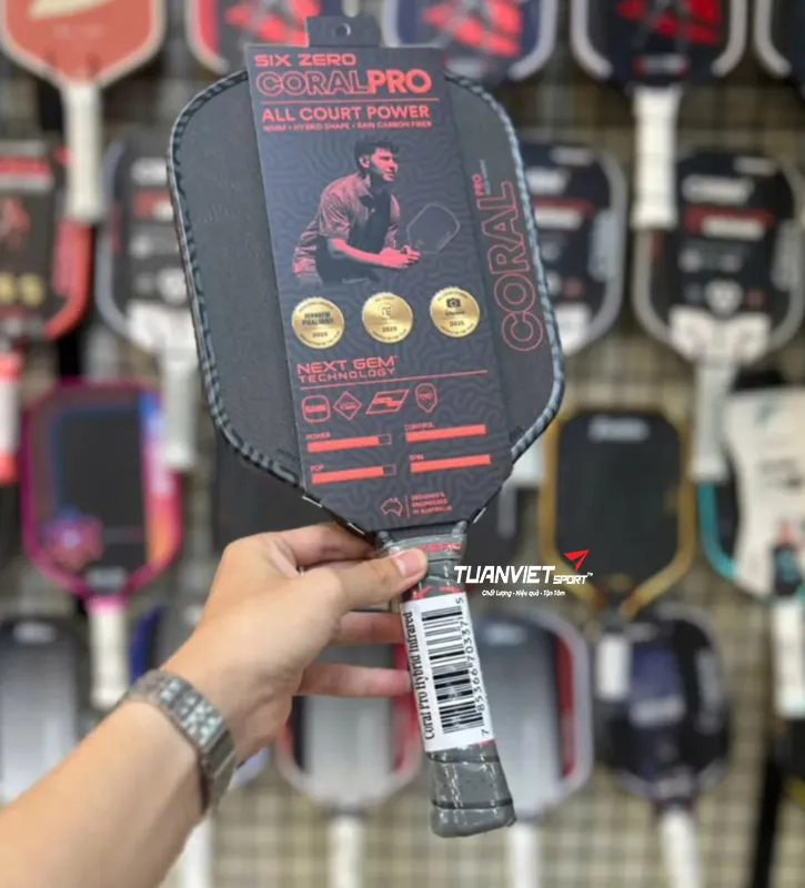 Vợt Pickleball Six Zero Coral Pro Hybrid 16mm Infrared 