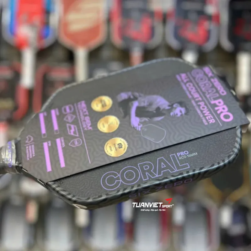 Vợt Pickleball Six Zero Coral Pro Hybrid 16mm Ultraviolet