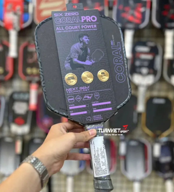 Vợt Pickleball Six Zero Coral Pro Widebody 16mm Ultraviolet