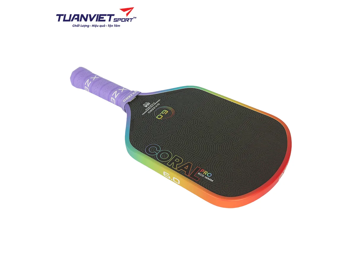 Vợt Pickleball Six Zero Coral Pro Rainbow Limited Edition 16mm