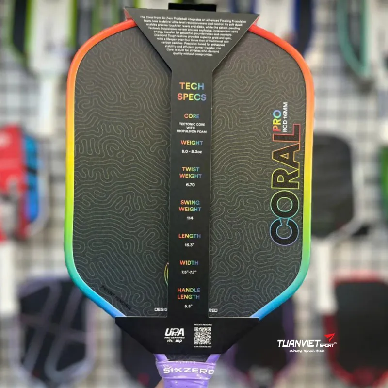 Vợt Pickleball Six Zero Coral Pro Rainbow Limited Edition 16mm
