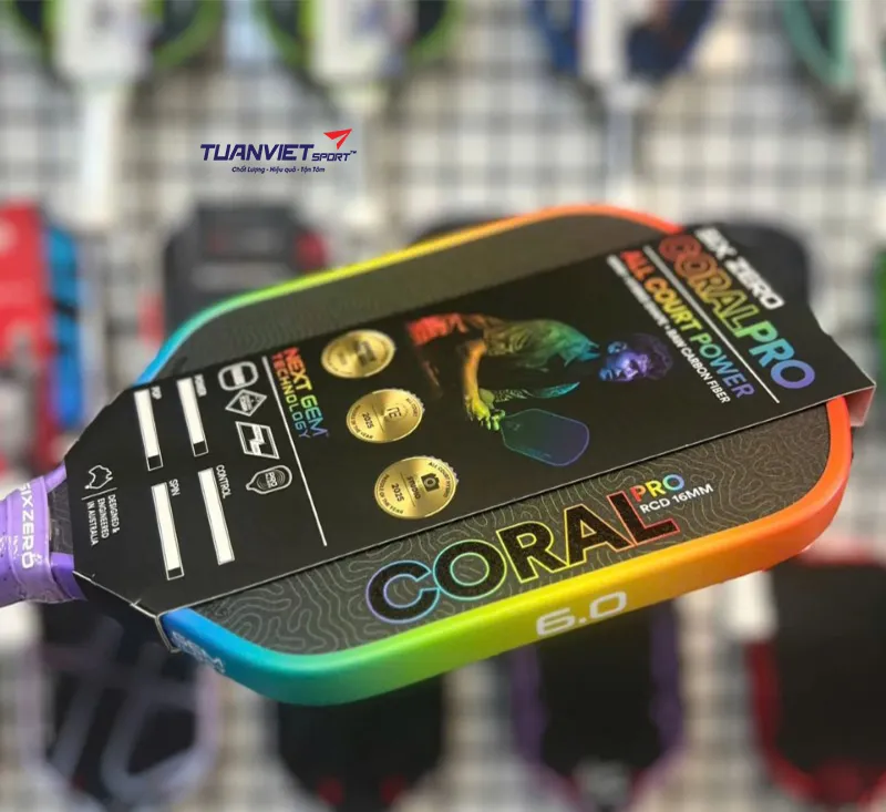 Vợt Pickleball Six Zero Coral Pro Rainbow Limited Edition 16mm