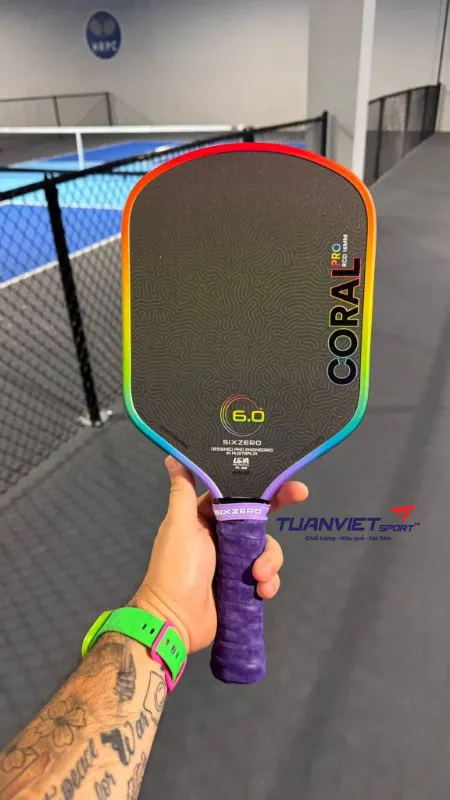 Vợt Pickleball Six Zero Coral Pro Rainbow Limited Edition 16mm