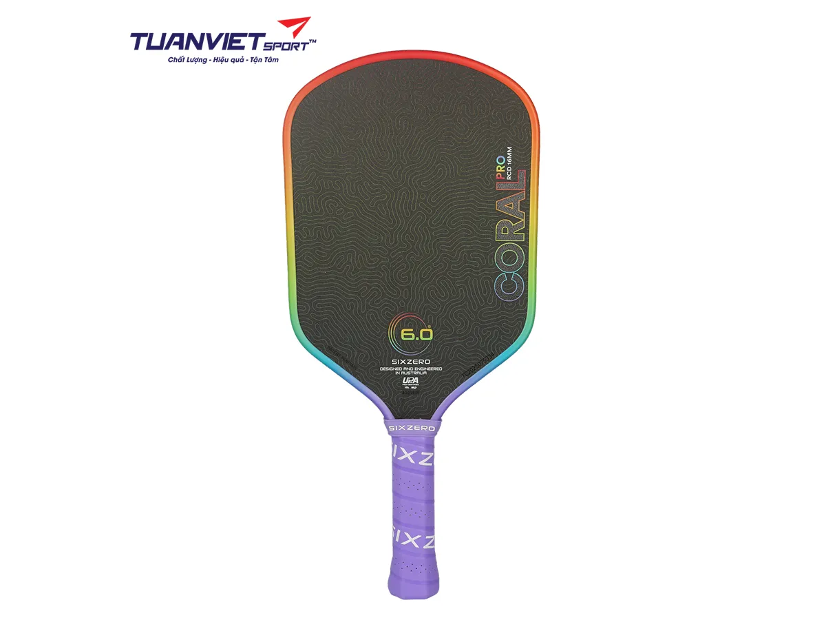 Vợt Pickleball Six Zero Coral Pro Rainbow Limited Edition 16mm