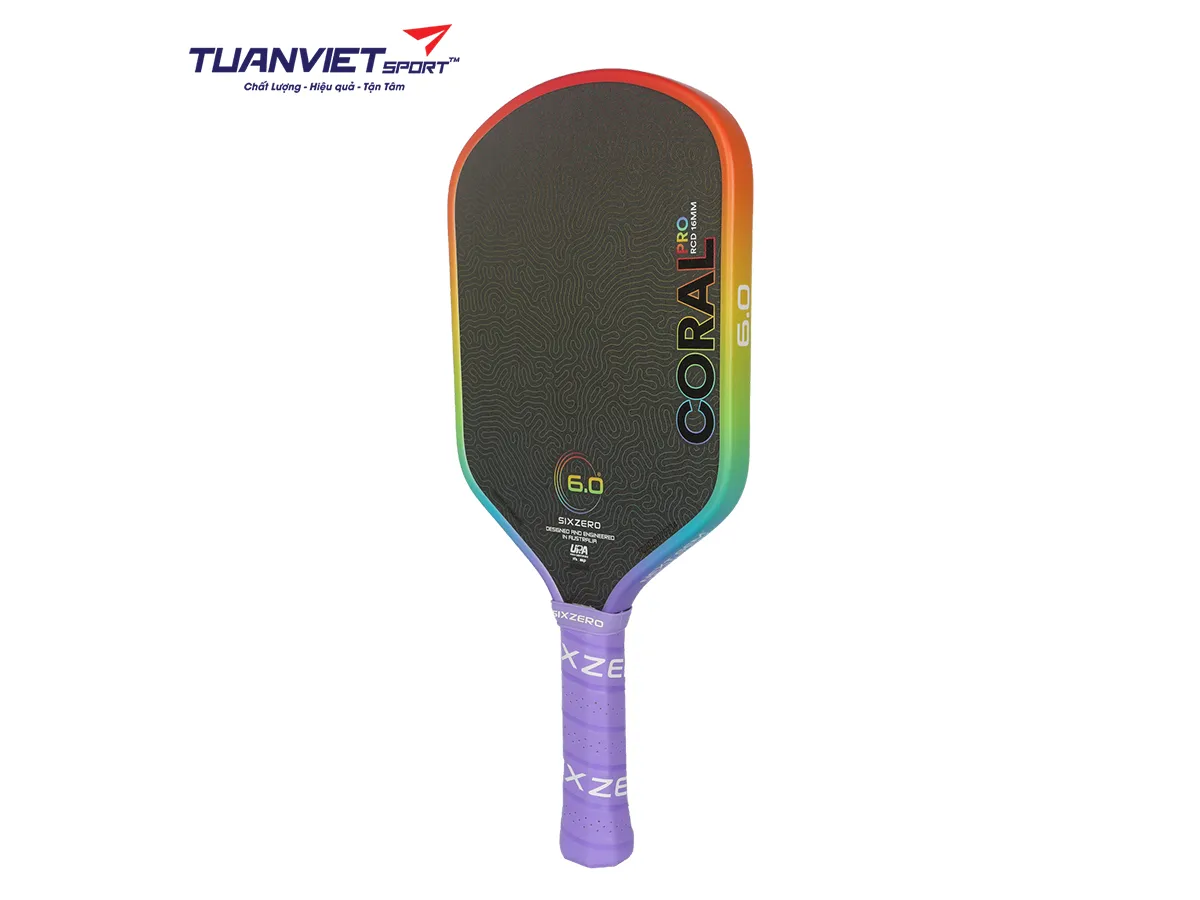 Vợt Pickleball Six Zero Coral Pro Rainbow Limited Edition 16mm