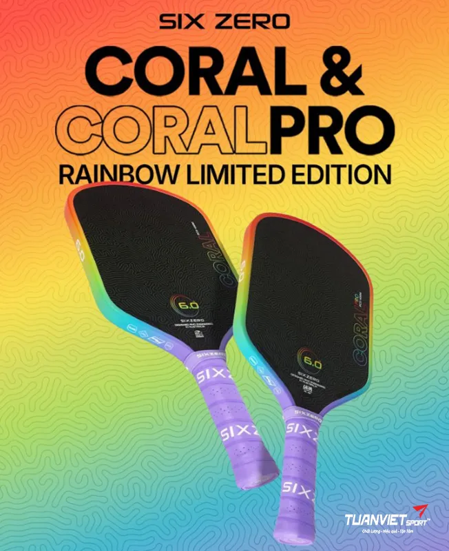 Vợt Pickleball Six Zero Coral Rainbow Limited Edition 16mm