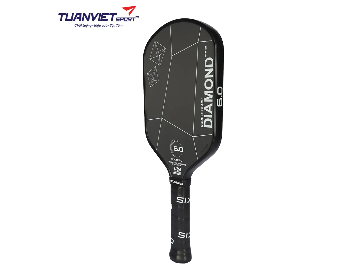 Vợt Pickleball Six Zero Double Black Diamond Control Elongated 15mm