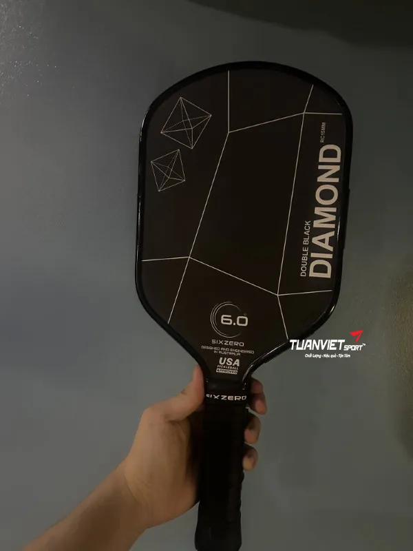 Vợt Pickleball Six Zero Double Black Diamond Control Elongated 15mm