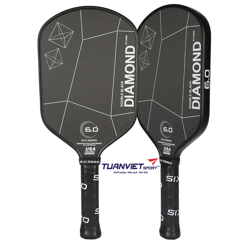Vợt Pickleball Six Zero Double Black Diamond Control Elongated 15mm