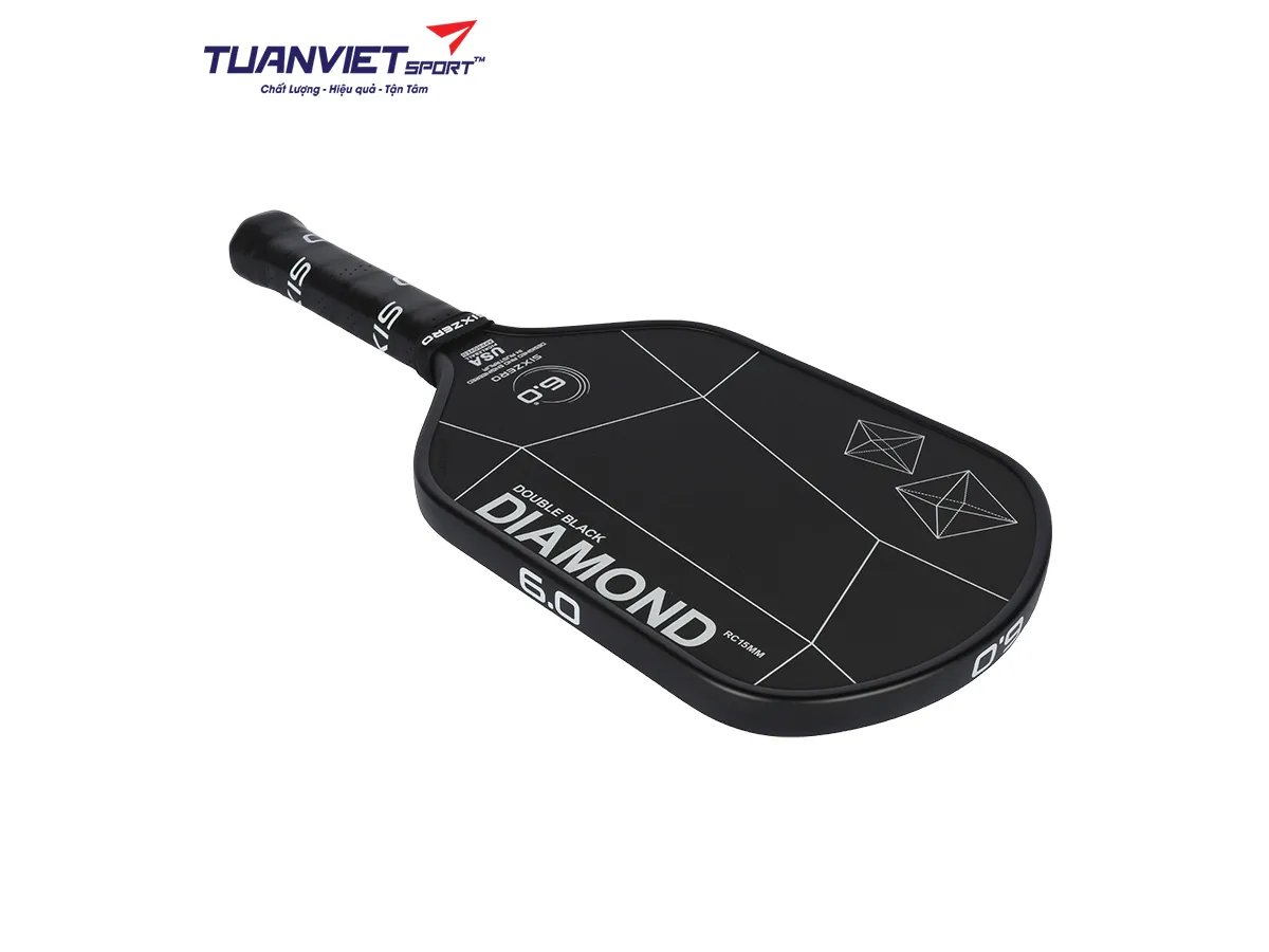 Vợt Pickleball Six Zero Double Black Diamond Control Elongated 15mm