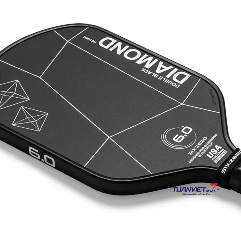 Vợt Pickleball Six Zero Double Black Diamond Control Elongated 15mm