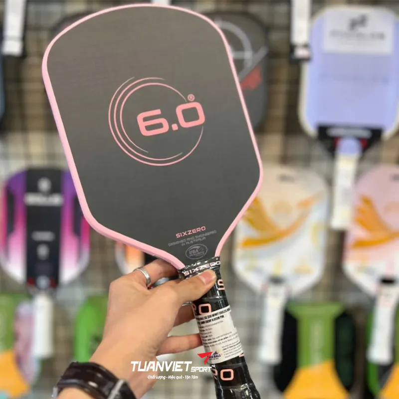 Vợt Pickleball Six Zero Infinity Edgeless Double Black Diamond Control 16mm Cherry Blossom