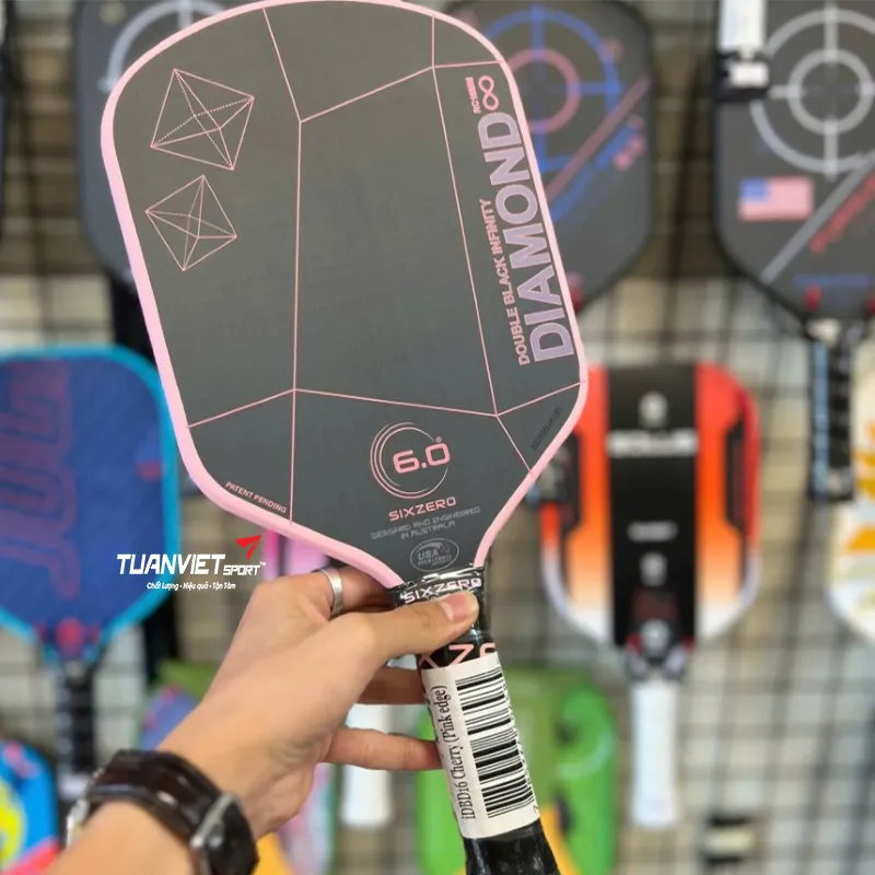 Vợt Pickleball Six Zero Infinity Edgeless Double Black Diamond Control 16mm Cherry Blossom