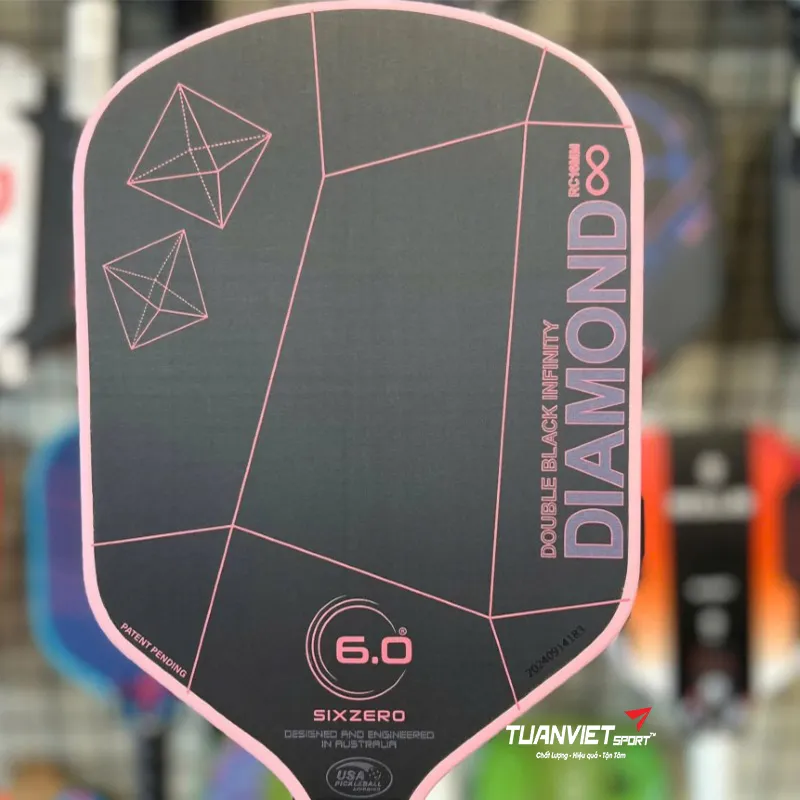 Vợt Pickleball Six Zero Infinity Edgeless Double Black Diamond Control 16mm Cherry Blossom