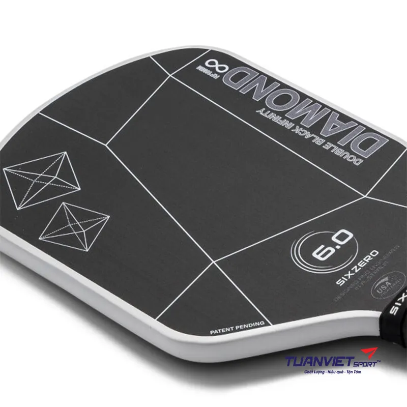 Vợt Pickleball Six Zero Infinity Edgeless Double Black Diamond Control 16mm White
