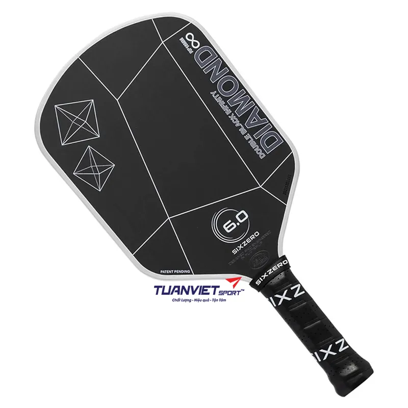 Vợt Pickleball Six Zero Infinity Edgeless Double Black Diamond Control 16mm White