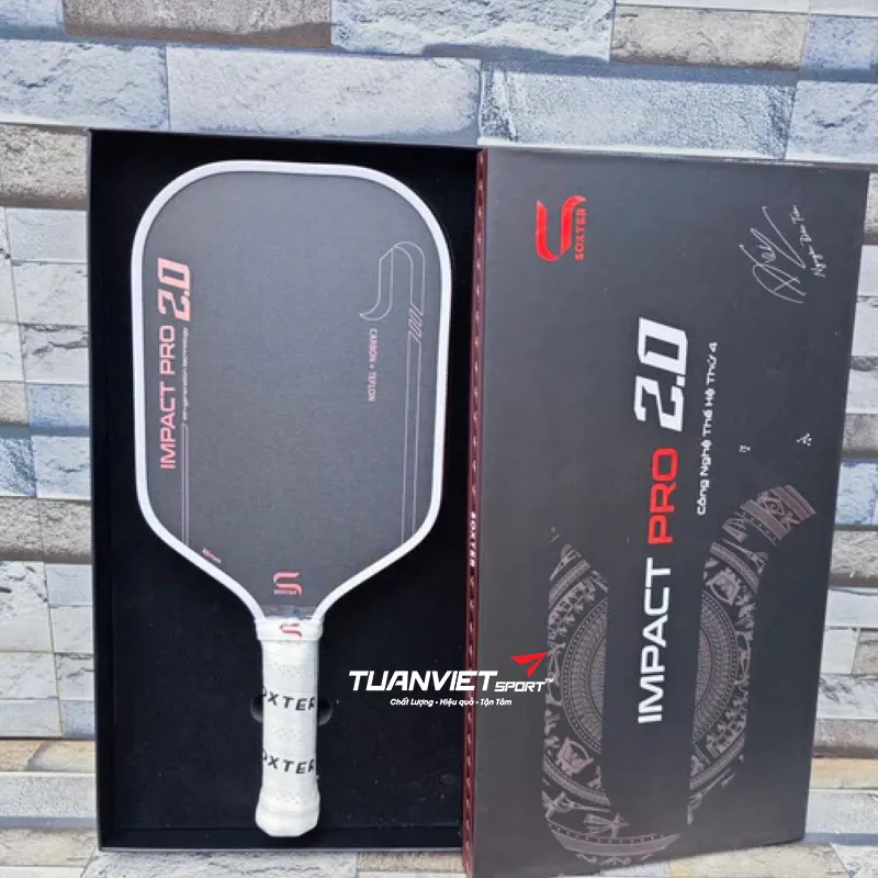 Vợt Pickleball Soxter Impact Pro 2.0 - Carbon + Teflon - Chim Lạc màu đỏ