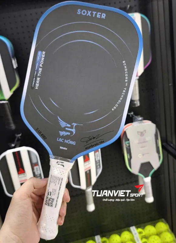 H&igrave;nh ảnh thực tế của Vợt Pickleball Soxter Lạc Hồng - Xanh dương