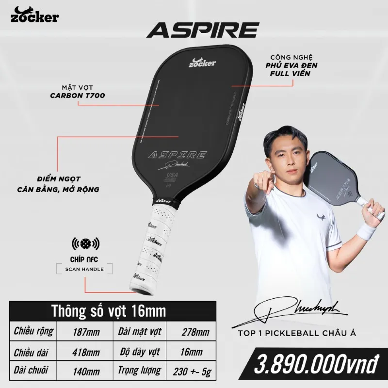 Vợt Pickleball Zocker Aspire x Phúc Huỳnh