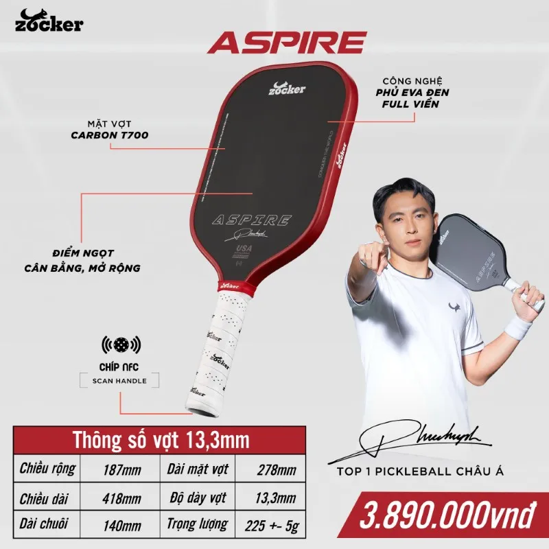 Vợt Pickleball Zocker Aspire x Phúc Huỳnh
